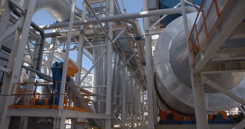 A plant with production workshops, technological lines, pipelines, valves, tanks Stock Footage 161973023