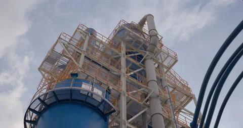 A plant with production workshops, technological lines, pipelines, valves, tanks Stock Footage 161974166