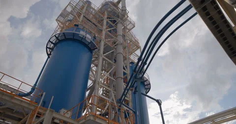 A plant with production workshops, technological lines, pipelines, valves, tanks Stock Footage 161974518