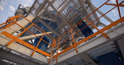 A plant with production workshops, technological lines, pipelines, valves, tanks Stock Footage 161975151