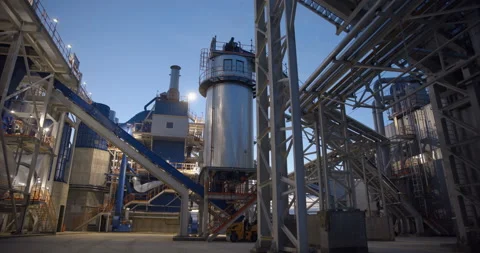 A plant with production workshops, technological lines, pipelines, valves, tanks Stock Footage 161975938