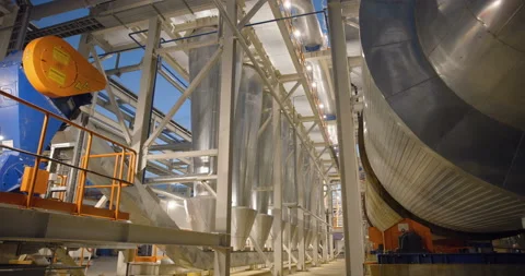 A plant with production workshops, technological lines, pipelines, valves, tanks Stock Footage 161976753