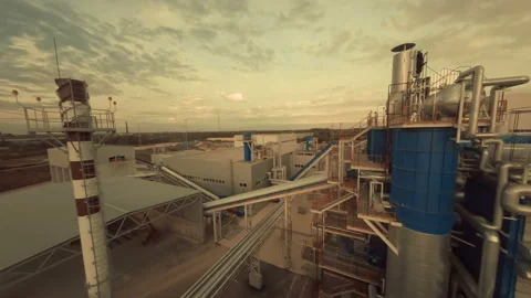 A plant with production workshops, technological lines, pipelines, valves, tanks Stock Footage 161995170