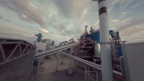 A plant with production workshops, technological lines, pipelines, valves, tanks Stock Footage 161995335
