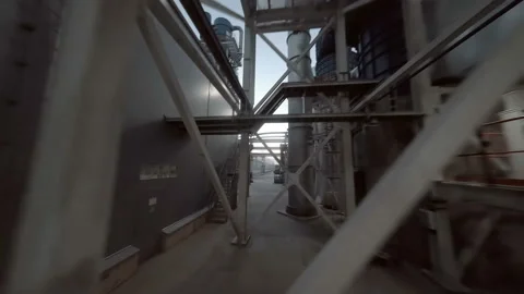 A plant with production workshops, technological lines, pipelines, valves, tanks Stock Footage 161996301