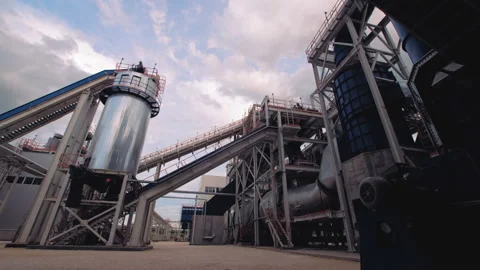 A plant with production workshops, technological lines, pipelines, valves, tanks Stock Footage 162000939