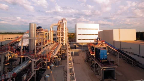 A plant with production workshops, technological lines, pipelines, valves, tanks Stock Footage 162001129