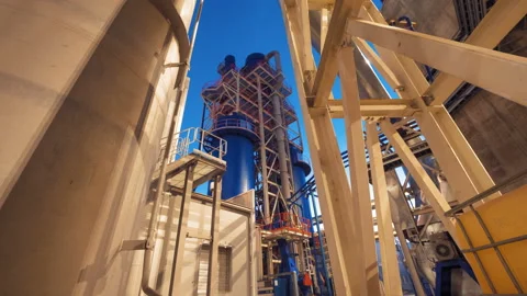 A plant with production workshops, technological lines, pipelines, valves, tanks Stock Footage 162001654