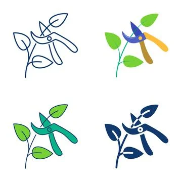 Plant pruning icon set Stock Illustration