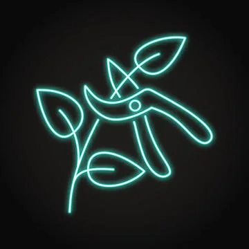 Plant pruning neon icon Иллюстрация