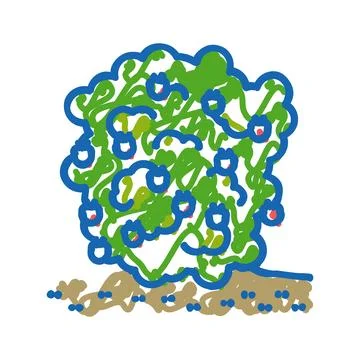 Plant raspberry fruit icon doodle illustration 스톡 일러스트