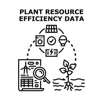 Plant resource efficiency data analysis reporting sustainability Stock Illustration