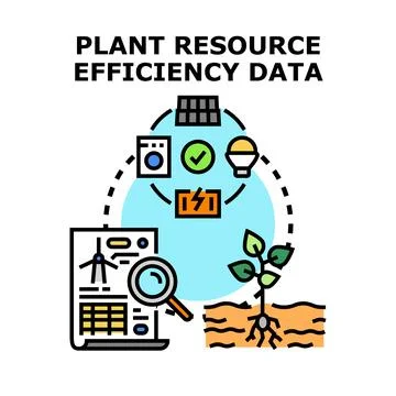 Plant resource efficiency data analysis reporting sustainability Stock Illustration