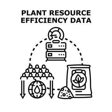 Plant resource efficiency data system monitoring resources 库存插图