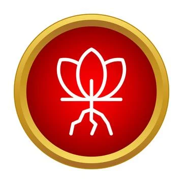 Plant root growing in round red and gold button Stock Illustration