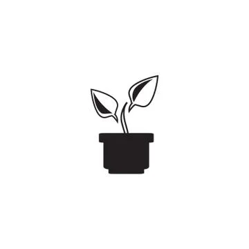 Plant sapling in pot 库存插图
