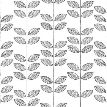 Plant seamless pattern in black and white Stock Illustration