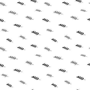 Plant seamless pattern, black and white hand-drawn tree doodle digital paper Stock Illustration