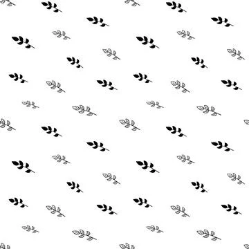 Plant seamless pattern, black and white hand-drawn tree doodle digital paper Stock Illustration