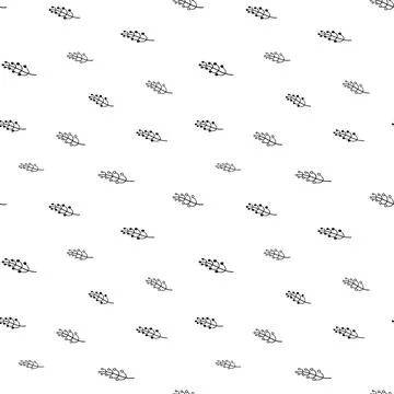 Plant seamless pattern, black and white hand-drawn tree doodle digital paper Stock Illustration