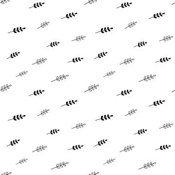 Plant seamless pattern, black and white hand-drawn tree doodle digital paper Stock Illustration