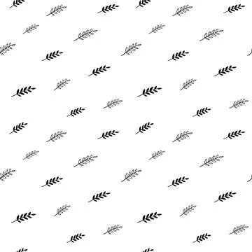Plant seamless pattern, black and white hand-drawn tree doodle digital paper Stock Illustration