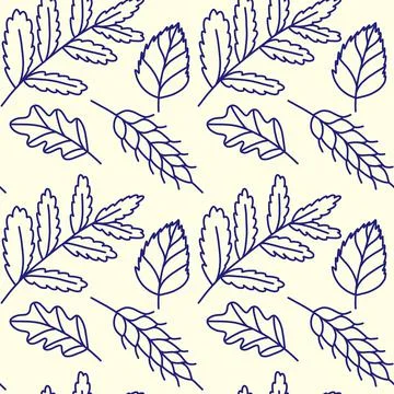 Plant seamless pattern with branches. Isolated on beige background vector ill Stock Illustration