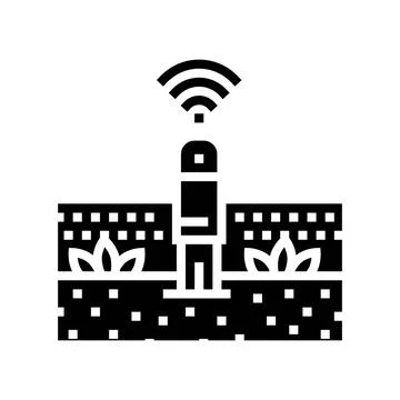 Plant sensor agri tech glyph icon vector illustration Illustrazione stock