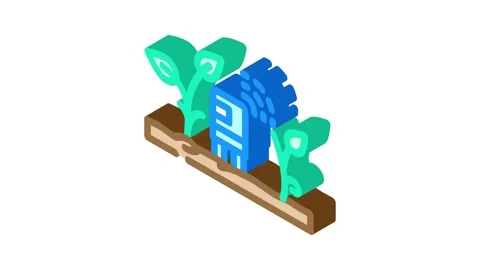 Plant sensor agri tech isometric icon animation Video stock 327280118