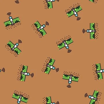 Plant sensor agri tech vector seamless pattern 스톡 일러스트