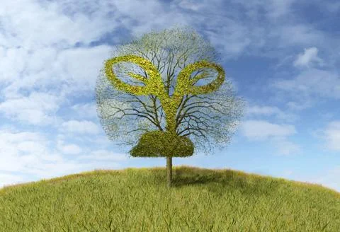 Plant sign on a tree Stock-Illustration