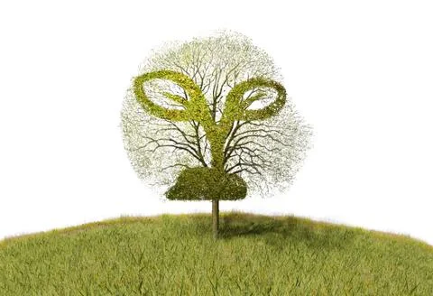 Plant sign on a tree Stock Illustration