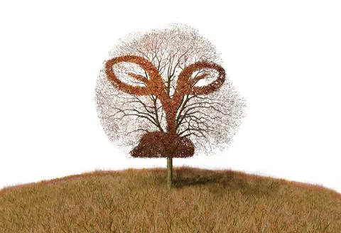 Plant sign on a tree Stock Illustration