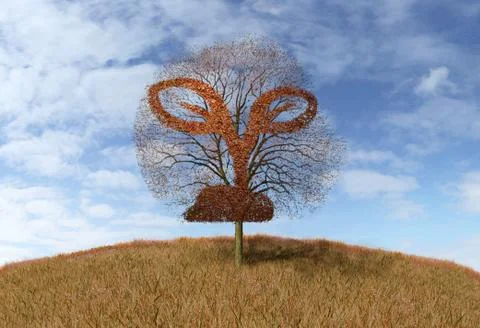 Plant sign on a tree Stock Illustration