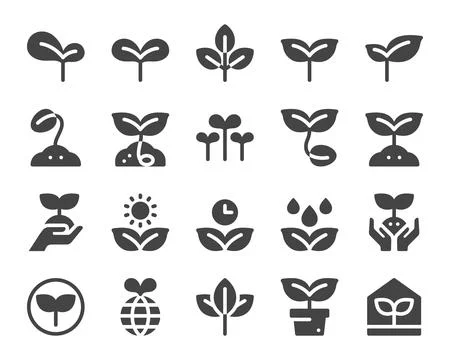 Plant solid icon set イラスト素材