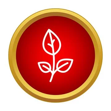 Plant sprout icon inside a red circle with gold border Stock Illustration