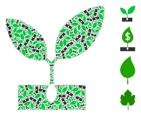 Plant Sprout Icon Recursion Mosaic Stock Illustration