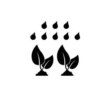Plant Sprouts Grow in the Rain Solid Flat Vector Icon Isolated on White Backg 스톡 일러스트