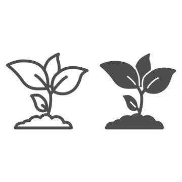 Plant sprouts line and solid icon, agriculture concept, Young growth with leaves Stock Illustration