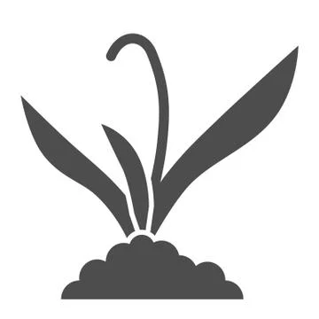 Plant sprouts in soil solid icon, Gardening concept, Sprout grows in ground sign Stock Illustration