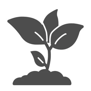 Plant sprouts solid icon, agriculture concept, Young growth with leaves sign on Stock Illustration