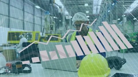 Plant tech looking at laptop and touching chin, initiating AR charts monitoring Stock Footage 335465577