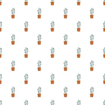 Plant tree cactus pattern seamless vector Stock Illustration