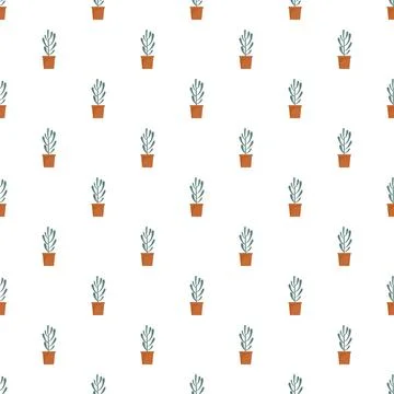 Plant tree cactus pattern seamless 스톡 일러스트