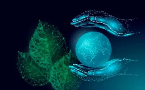 Plant tree ecological abstract concept. 3D render seedling leaves. Save planet Stock Illustration