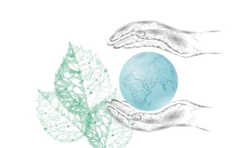 Plant tree ecological abstract concept. 3D render seedling leaves. Save planet Stock-Illustration