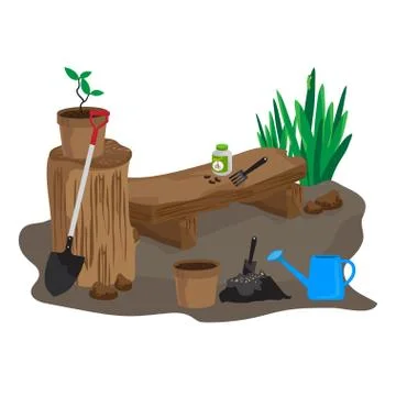 Plant a tree, Landscaping 스톡 일러스트