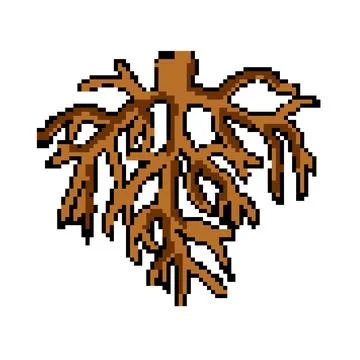 Plant tree root pixel art vector illustration Stock Illustration