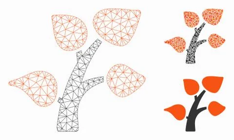 Plant Tree Vector Mesh Wire Frame Model and Triangle Mosaic Icon Stock Illustration