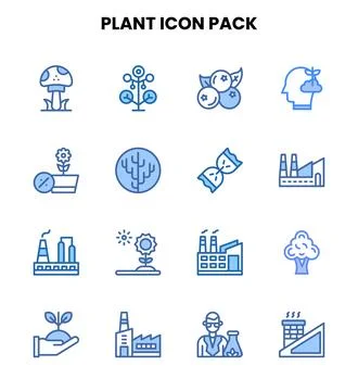 Plant Two Colour Vector Icons Pack Stock Illustration